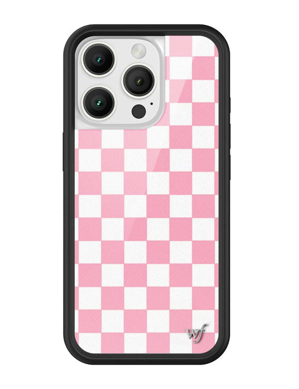 Wildflower iPhone case 16 Pro Checkers Pink White Cute