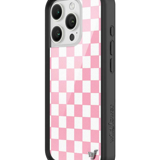 Wildflower iPhone case 16 Pro Checkers Pink White Cute