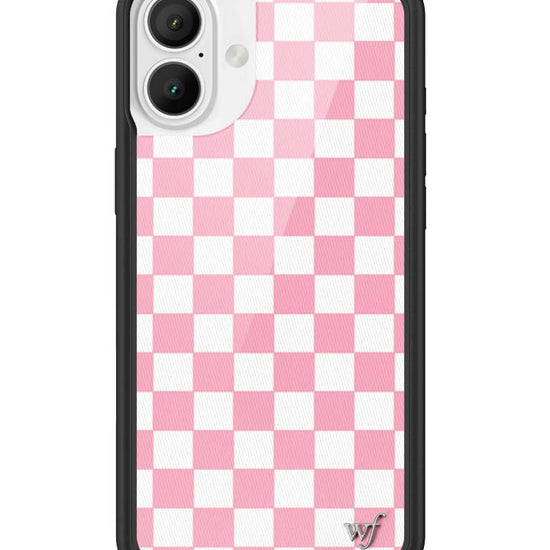 Wildflower iPhone case 16 Plus Checkers Pink White Cute