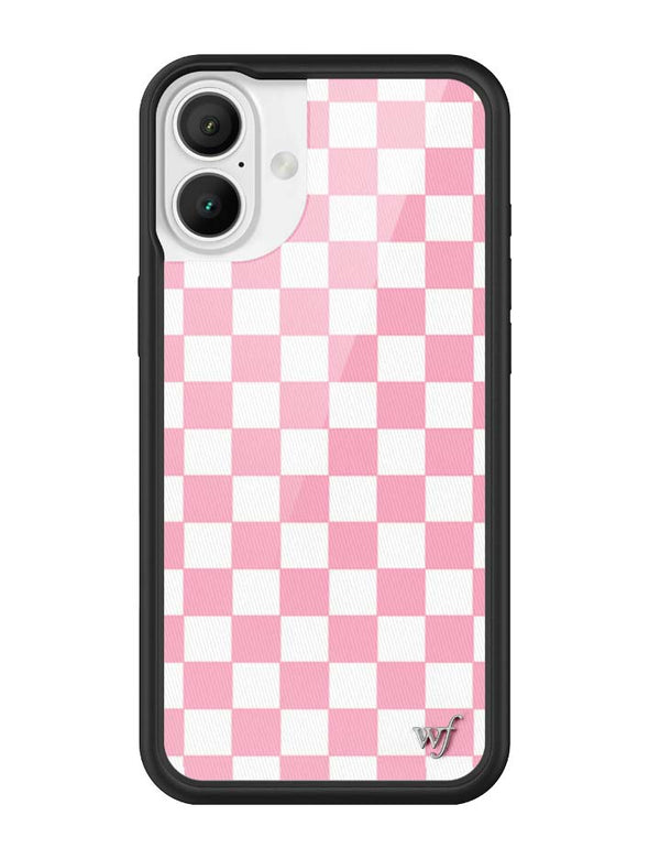 Wildflower iPhone case 16 Plus Checkers Pink White Cute