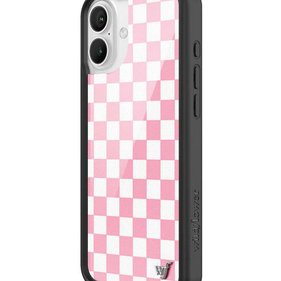 Wildflower iPhone case 16 Plus Checkers Pink White Cute