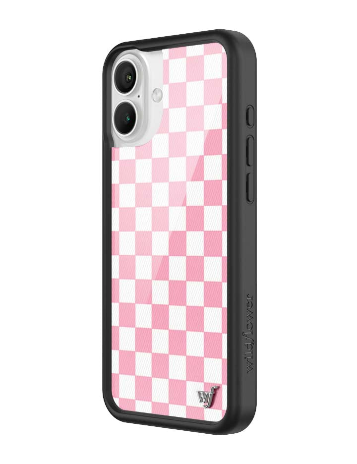 Wildflower iPhone case 16 Plus Checkers Pink White Cute