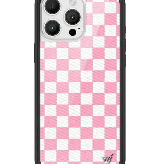 Wildflower iPhone case 16 Pro Max Checkers Pink White Cute