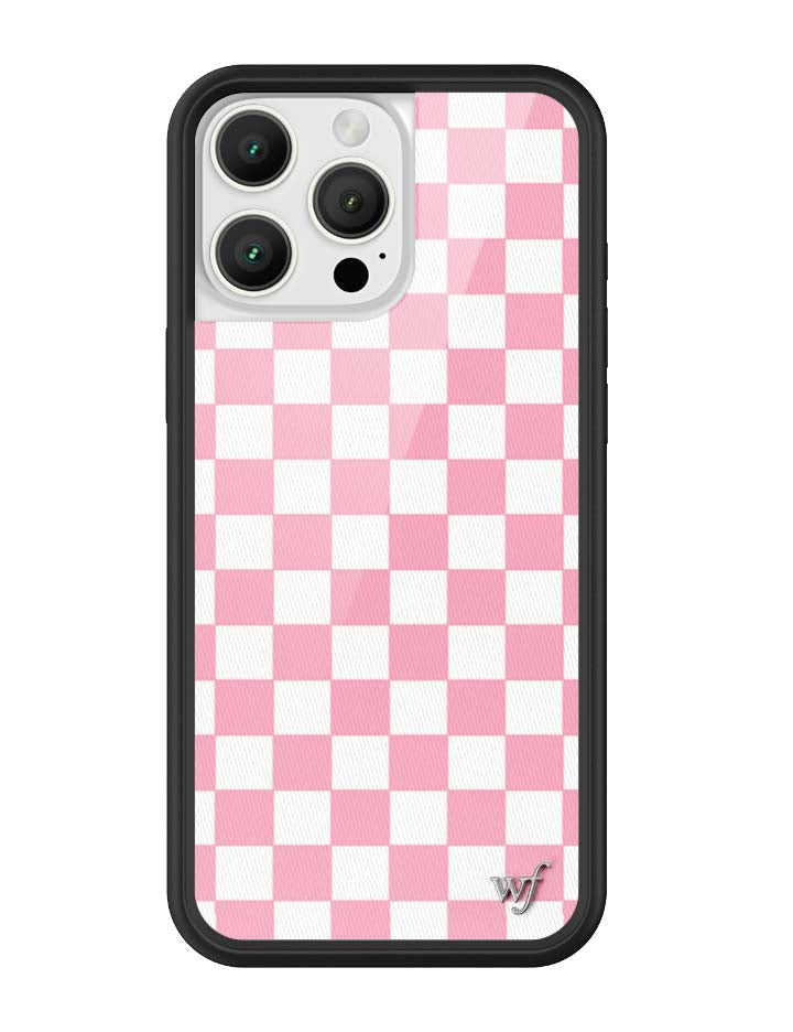 Wildflower iPhone case 16 Pro Max Checkers Pink White Cute