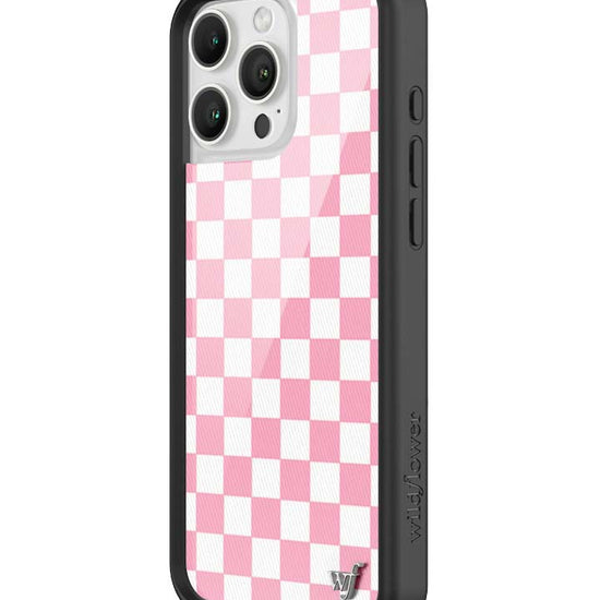 Wildflower iPhone case 16 Pro Max Checkers Pink White Cute