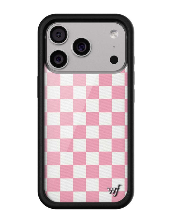 Wildflower iPhone case 17 Pro Checkers Pink White Cute