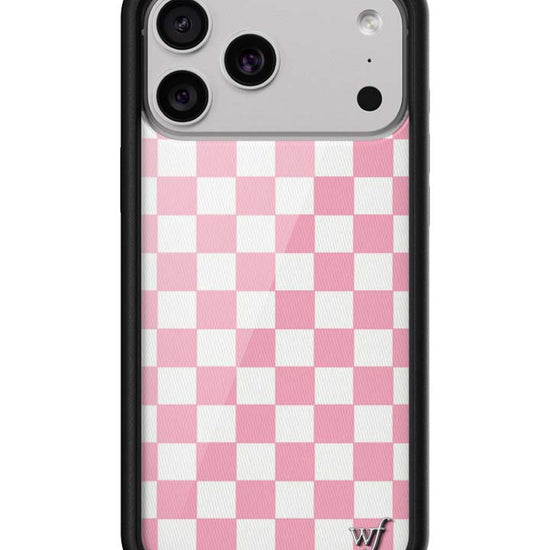 Wildflower iPhone case 17 Pro Max Checkers Pink White Cute
