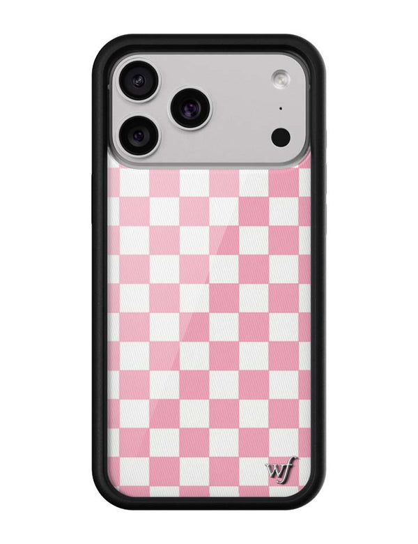 Wildflower iPhone case 17 Pro Max Checkers Pink White Cute
