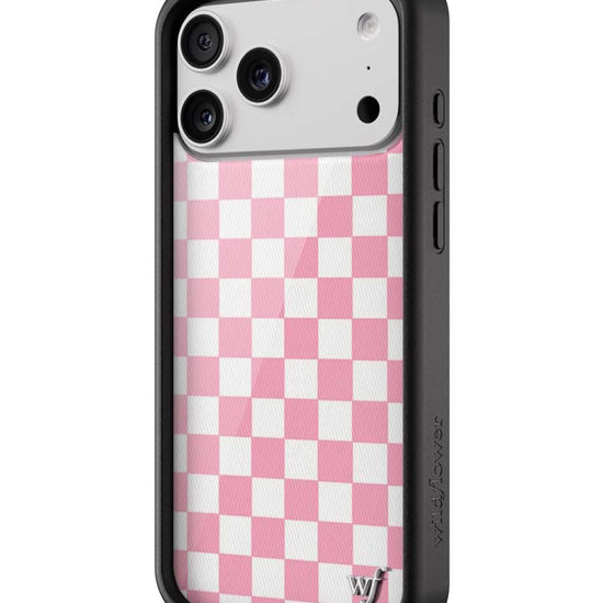 Wildflower iPhone case 17 Pro Max Checkers Pink White Cute