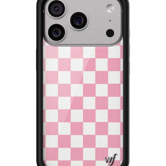 Wildflower iPhone case 18 Pro Checkers Pink White Cute