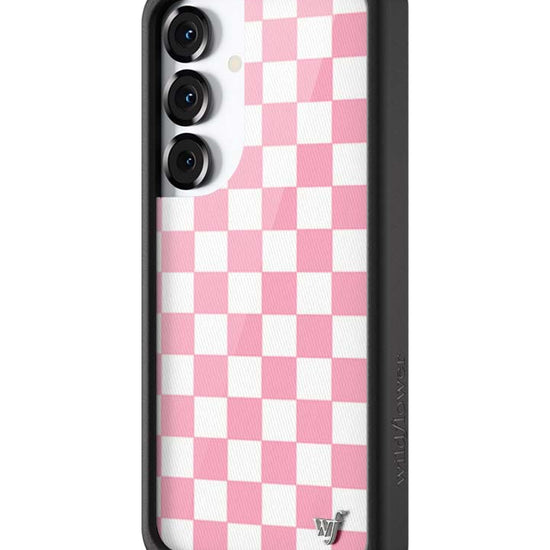 Wildflower Galaxy S25 case Checkers Pink White Cute