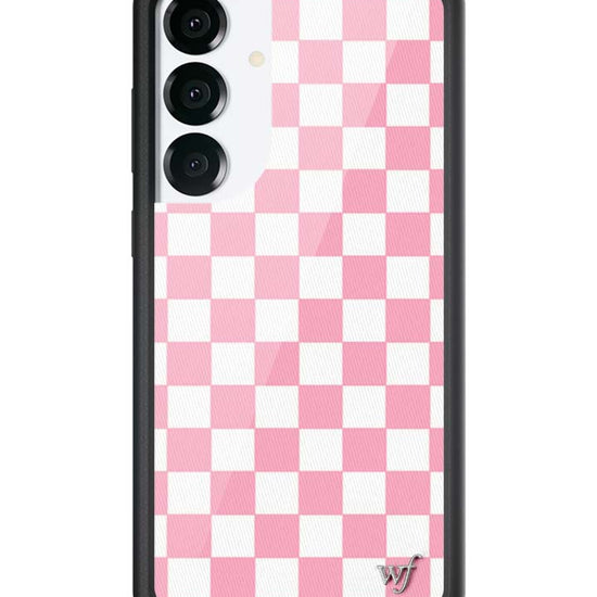 Wildflower Galaxy S25 case Plus Checkers Pink White Cute