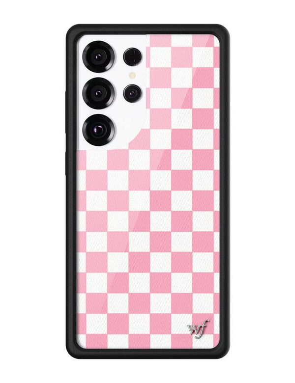 Wildflower Galaxy S25 case Ultra  Checkers Pink White Cute