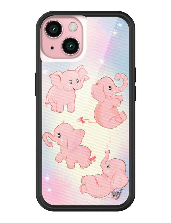Wildflower iPhone case 15 Pink Elephants Animal Cute