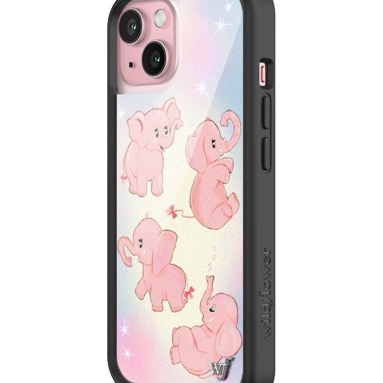 Wildflower iPhone case 15 Pink Elephants Animal Cute
