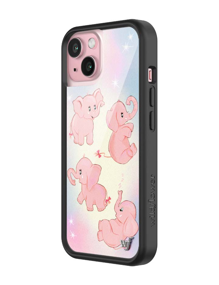 Wildflower iPhone case 15 Pink Elephants Animal Cute
