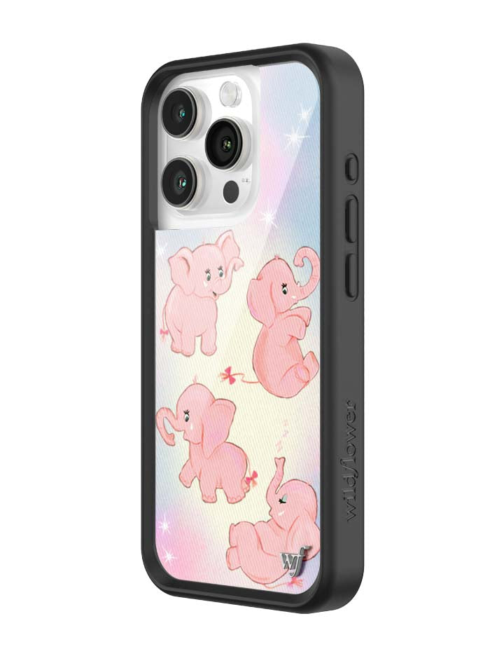 Wildflower iPhone case 15 Pro Pink Elephants Animal Cute