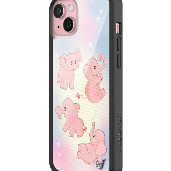 Wildflower iPhone case 15 Plus Pink Elephants Animal Cute