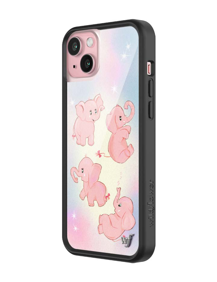 Wildflower iPhone case 15 Plus Pink Elephants Animal Cute