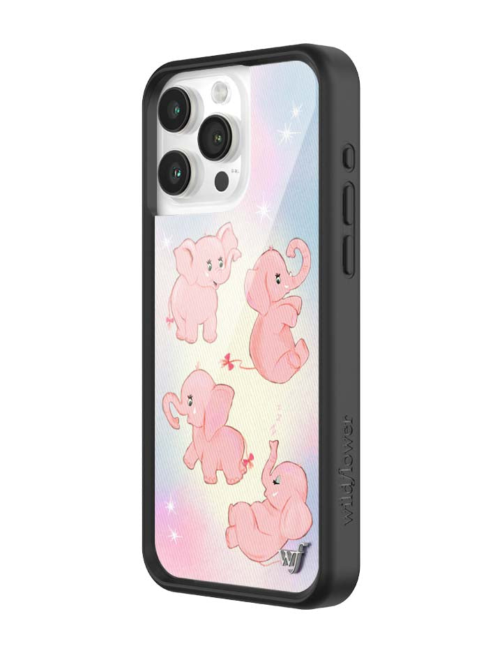 Wildflower iPhone case 15 Pro Max Pink Elephants Animal Cute