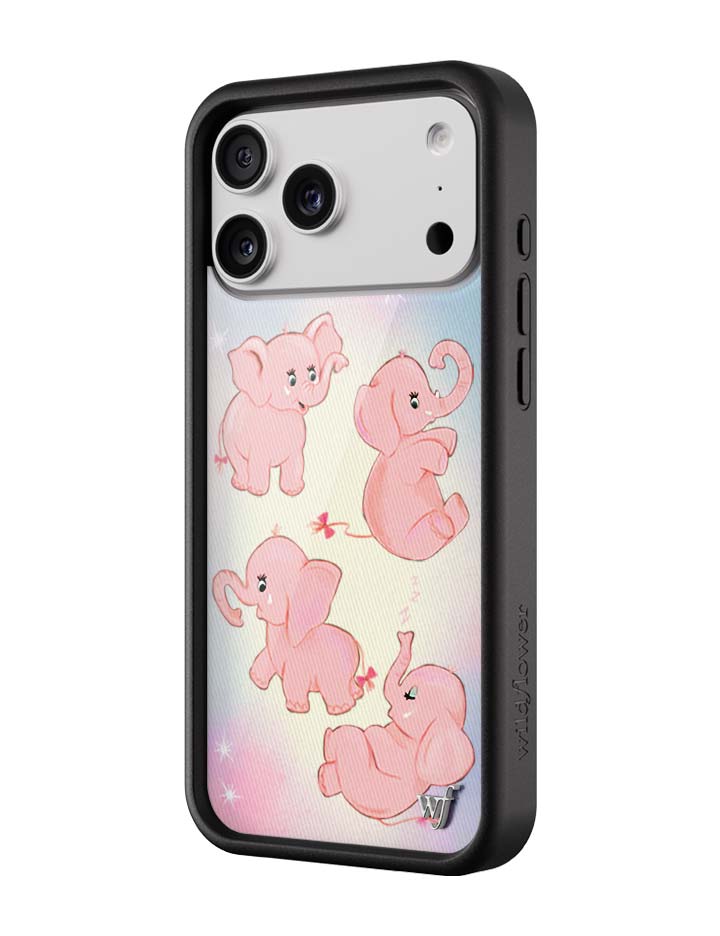 Wildflower iPhone case 18 Pro Max Pink Elephants Animal Cute