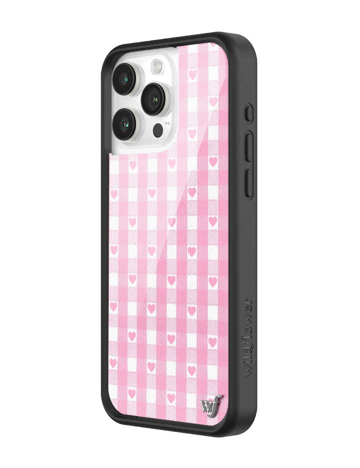 Gingham Hearts | Pink iPhone 15 Pro Max Case – Wildflower Cases