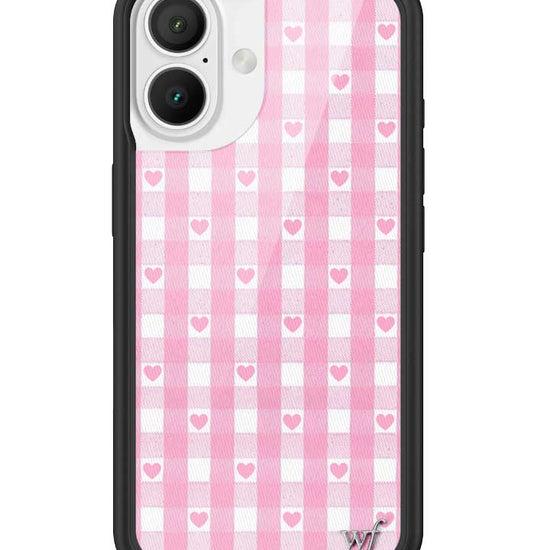 Wildflower iPhone case 16 Pink Gingham Hearts Vintage Cute 