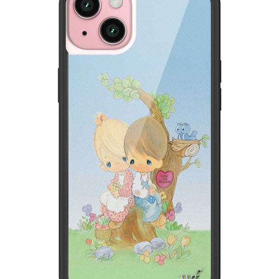 Wildflower iPhone case 15 Plus Precious Moments Love One Another Sweet Blue