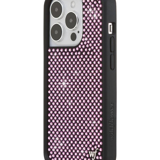 Wildflower iPhone case 14 Pro Rhinestone | Pink Sparkle Cute