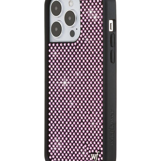 Wildflower iPhone case 14 Pro Max Rhinestone | Pink Sparkle Cute