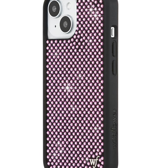 Wildflower iPhone case 15 Rhinestone | Pink Sparkle Cute