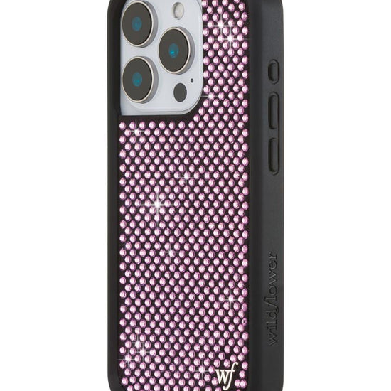 Wildflower iPhone case 15 Pro Rhinestone | Pink Sparkle Cute