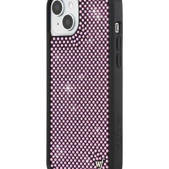 Wildflower iPhone case 15 Plus Rhinestone | Pink Sparkle Cute