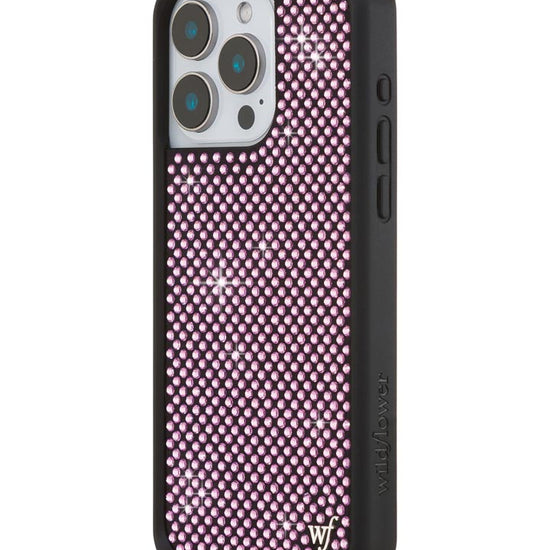 Wildflower iPhone case 15 Pro Max Rhinestone | Pink Sparkle Cute