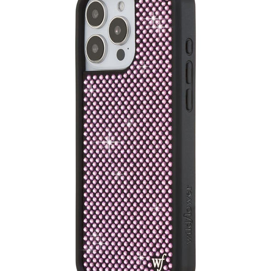Wildflower iPhone case 16 Pro Max Rhinestone | Pink Sparkle Cute