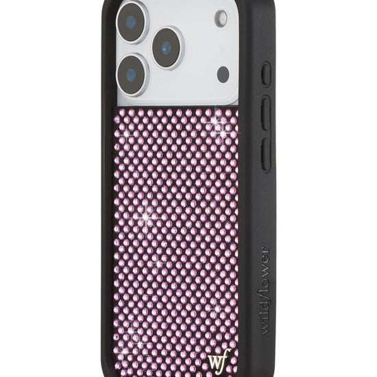 Wildflower iPhone case 17 Pro Rhinestone | Pink Sparkle Cute