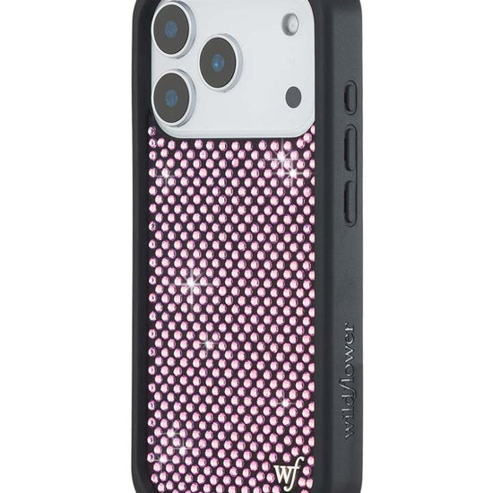 Wildflower iPhone case 17 Pro Rhinestone | Pink Sparkle Cute