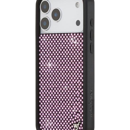 Wildflower iPhone case 17 Pro Max Rhinestone | Pink Sparkle Cute