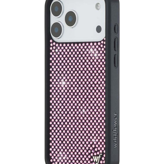 Wildflower iPhone case 18 Pro Max Rhinestone | Pink Sparkle Cute