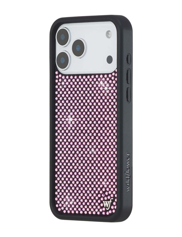 Wildflower iPhone case 18 Pro Max Rhinestone | Pink Sparkle Cute
