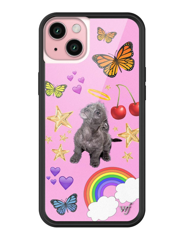 Wildflower iPhone case 15 Plus Puppy Love Pink Cute