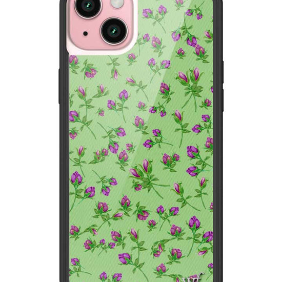 Wildflower iPhone case 15 Plus Purple Posie Rosie Cute Green