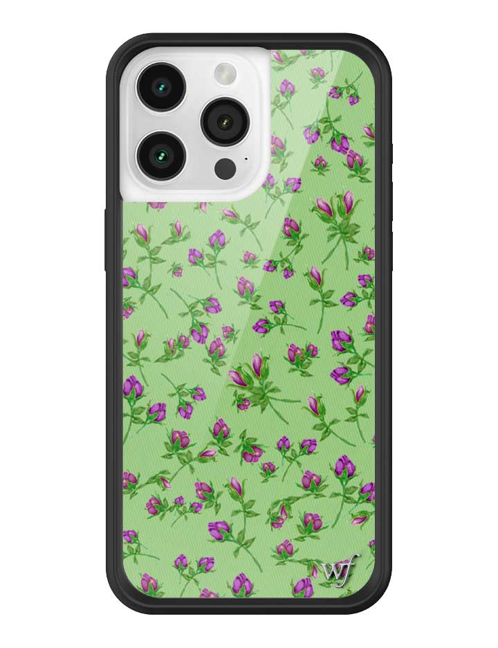 Wildflower iPhone case 15 Pro Max Purple Posie Rosie Cute Green