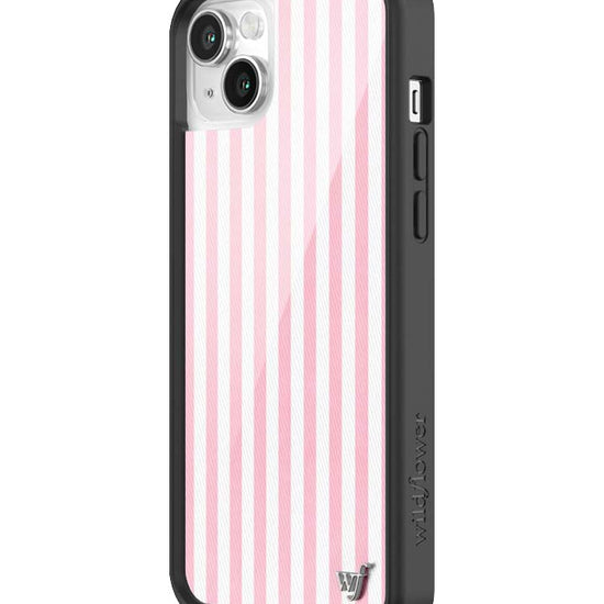 Wildflower iPhone case 14 Pink Stripes White Classic Cute