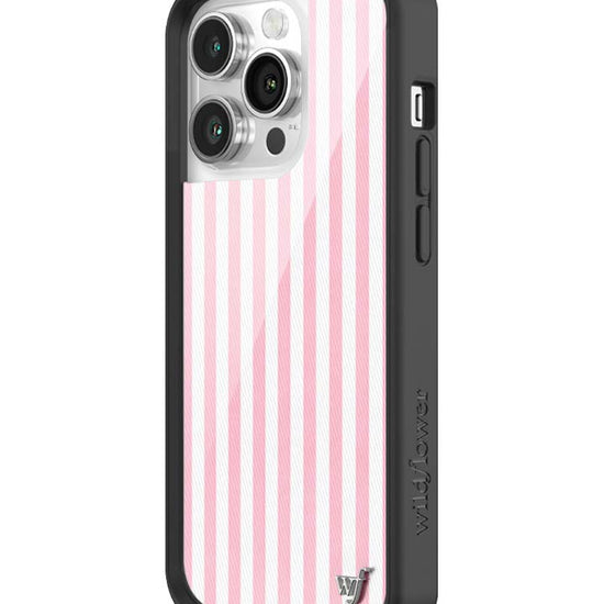 Wildflower iPhone case 14 Pro Pink Stripes White Classic Cute