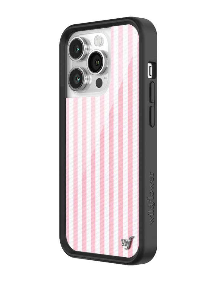 Wildflower iPhone case 14 Pro Pink Stripes White Classic Cute