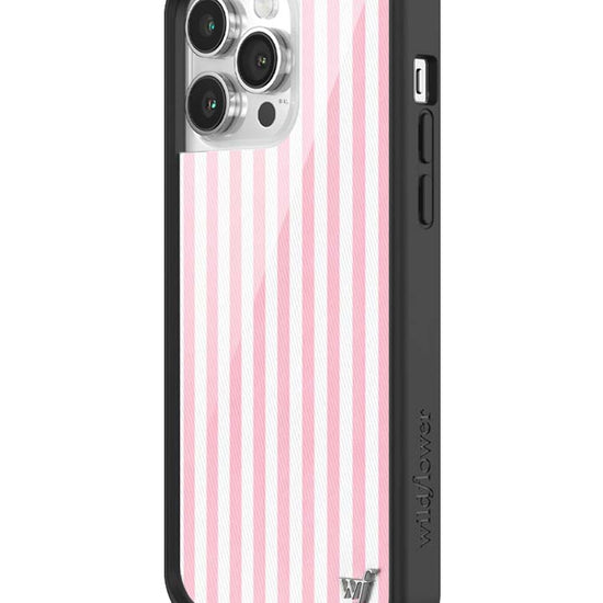 Wildflower iPhone case 14 Pro Max Pink Stripes White Classic Cute