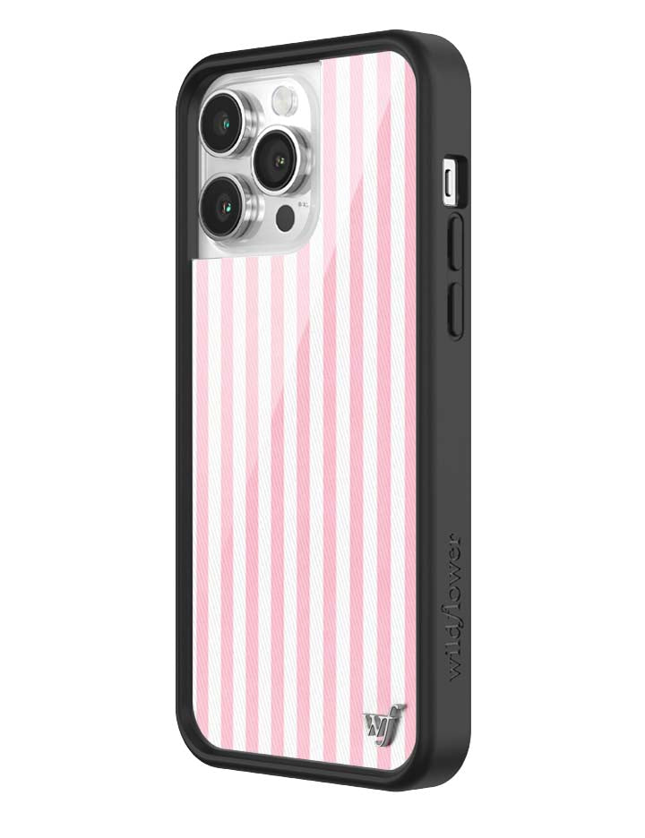 Wildflower iPhone case 14 Pro Max Pink Stripes White Classic Cute