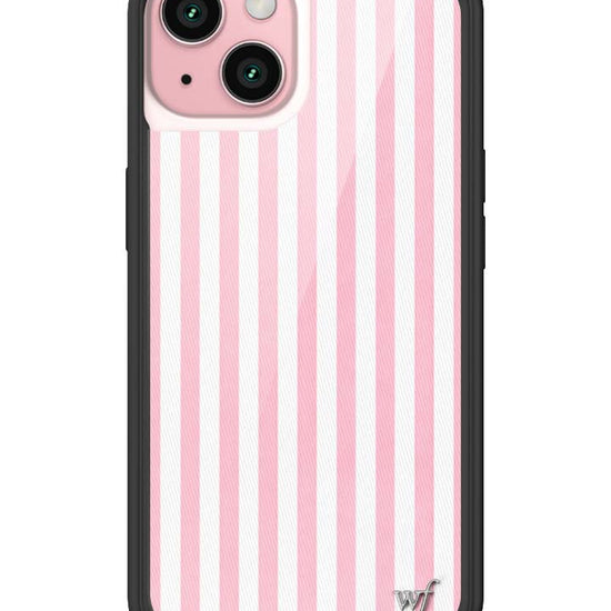 Wildflower iPhone case 15 Pink Stripes White Classic Cute