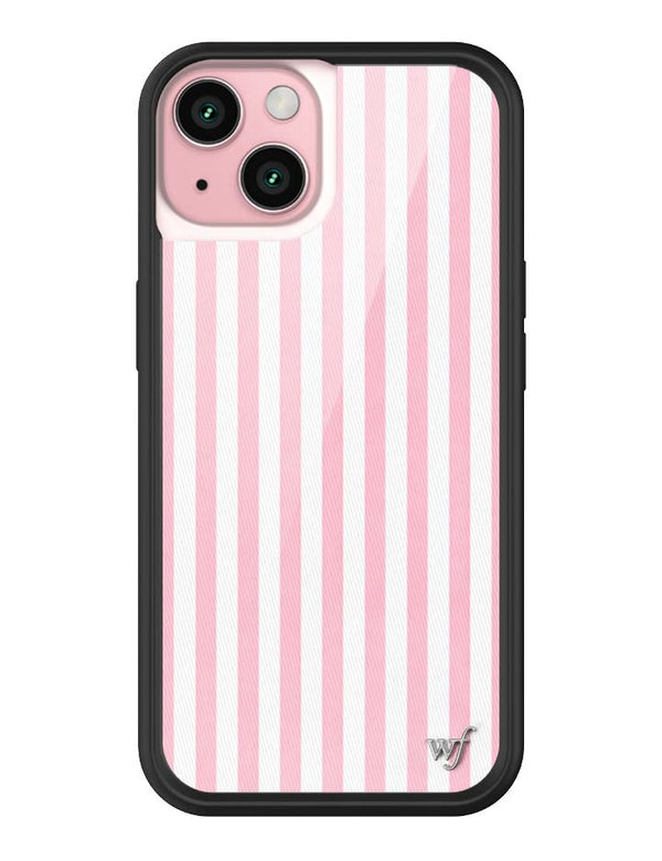 Wildflower iPhone case 15 Pink Stripes White Classic Cute